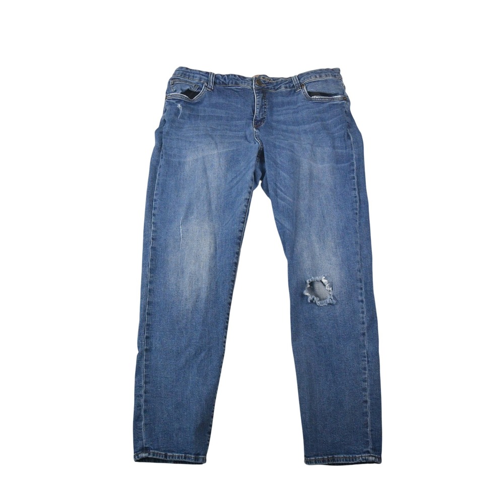 Kut from the Kloth Jeans Womens 18W (36x28) Blue Katy Boyfriend Distressed Denim